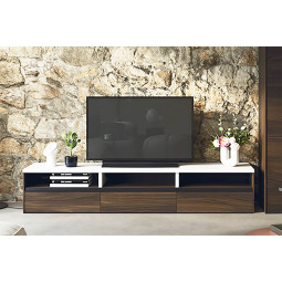 MUEBLE BAJO PARA TELEVISIÓN CON TRES CAJONES Y TRES PRÁCTICOS HUECOS
