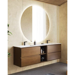 MUEBLE MODERNO PARA CUARTO DE BAÑO CON DOS LAVABOS Y CUATRO CAJONES