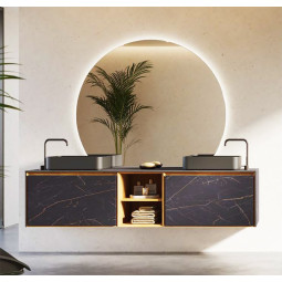 MUEBLE DE BAÑO CON DOBLE SENO Y REVESTIMIENTO PORCELÁNICO RESISTENTE