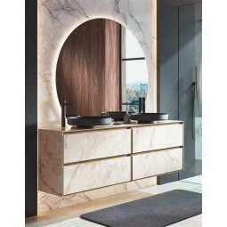 MUEBLE DE BAÑO CON REVESTIMIENTO DE PORCELÁNICO Y DOS LAVABOS