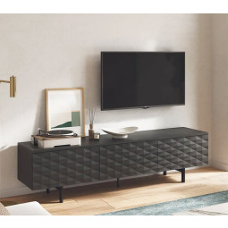 MUEBLE DE TV CON PUERTAS CON RELIEVE Y BASE CON 4 PATAS METÁLICAS