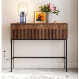 MUEBLE RECIBIDOR DE DISEÑO CON PUERTA Y ESTRUCTURA DE METAL