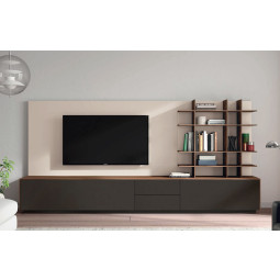 MUEBLE MODULAR DE TELEVISIÓN CON PANEL Y ESTANTERÍA DE DISEÑO