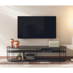 MESA PARA TELEVISIÓN CON ESTRUCTURA METÁLICA Y ESTANTES