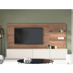 MUEBLE BAJO PARA TELEVISIÓN CON PANEL SUPERIOR Y DOS PRÁCTICOS ESTANTES