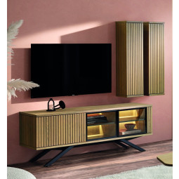 CONJUNTO DE SALÓN NÓRCIDO CON MUEBLE DE TV Y MÓDULOS VERTICALES 