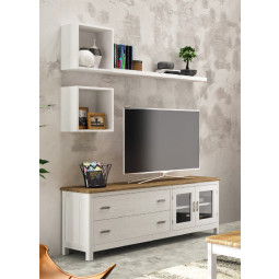 MUEBLES DE TELEVISION CON BALDAS Y CUBOS ESTANTE MADERA SOSTENIBLE