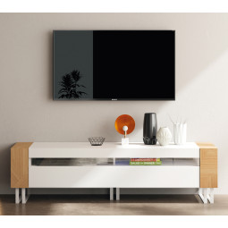 MUEBLE BAJO TV CON ACABADOS CON MARQUETERÍA SALÓN MODERNO - DM