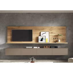 MUEBLE DE TV SUSPENDIDO CON PANEL SUPERIOR Y ESTANTE ALARGADO