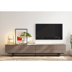 MUEBLE DE TV DE DISEÑO MINIMALISTA CON PUERTAS Y BASE METÁLICA