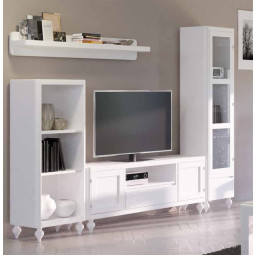 MUEBLES DE SALÓN CON MESA TV Y VITRINA 1 PUERTA MADERA - PINO