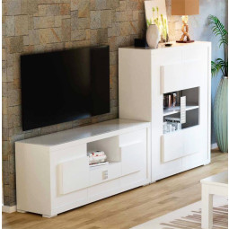 ELEGANTE CONJUNTO DE MUEBLES DE SALÓN CON VITRINA BAJA Y MUEBLE TV