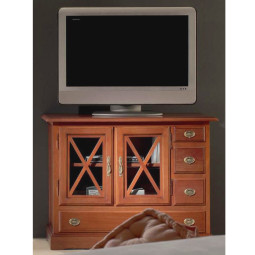 MUEBLE PARA TV CON 2 PUERTAS Y 4 CAJONES - PINO