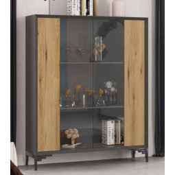 VITRINA VAJILLERO MODERNO CON 2 PUERTAS Y PATAS METÁLICAS OPCIONALES