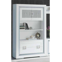 VITRINA AUXILIAR CON 2 PUERTAS CRISTAL Y 2 PUERTAS MADERA - PINO