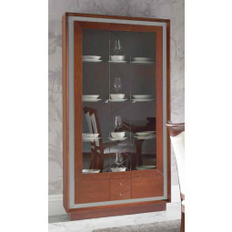 VITRINA CON DETALLE DE ROMBOS PUERTAS CRISTAL Y 1 CAJÓN - DM