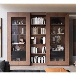 VITRINA MODULAR MODERNA CON PUERTAS Y LIBRERO INTEGRADO