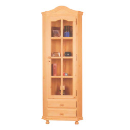 VITRINA RINCONERA CON 1 PUERTA Y 2 CAJONES MADERA - PINO