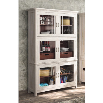 ALACENA DE MADERA NATURAL CON 6 PUERTAS Y 2 CAJONES INTERIORES