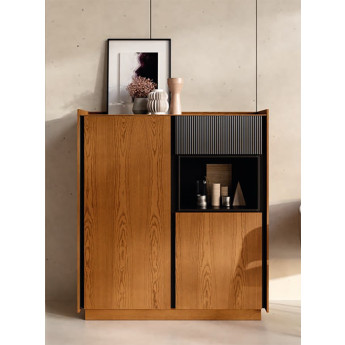 APARADOR VAJILLERO CON UN CAJÓN Y DOS PUERTAS CHAPA MADERA FRESNO