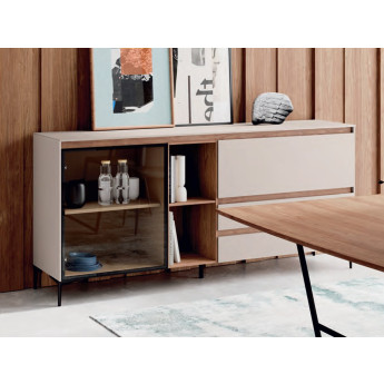 APARADOR CON VITRINA, CAJONES Y PATAS IDEAL PARA TU SALÓN COMEDOR
