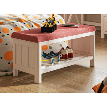 BANQUETA DESCALZADORA CON BALDA PARA DORMITORIO MADERA SOSTENIBLE