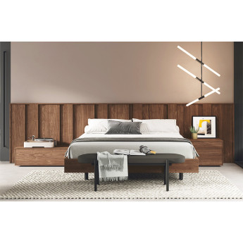 CONJUNTO DE MUEBLES DE DORMITORIO CON CABECERO FRISO Y MESILLAS