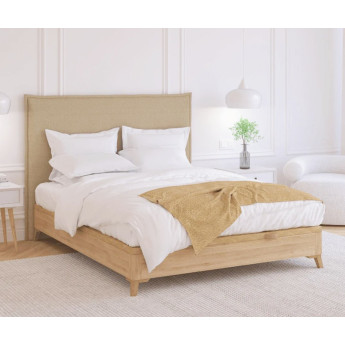 PACK DE CANAPÉ DE MADERA ABATIBLE CON PATAS Y CABECERO TAPIZADO