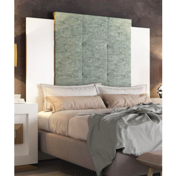 CABECERO CON PANEL TAPIZADO Y MADERA - ROBLE