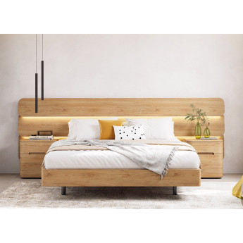 CABECERO DE CAMA CON LAMAS HORIZONTALES E ILUMINACIÓN LED OPCIONAL
