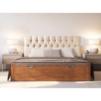 PACK CANAPÉ ABATIBLE DE MADERA CON CABECERO CAPITONÉ TAPIZADO