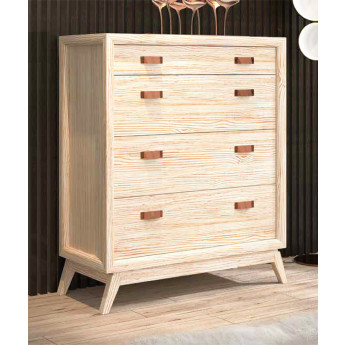 CÓMODA DE DORMITORIO CON 4 CAJONES MADERA NATURAL