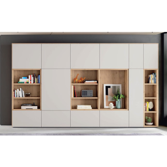 LIBRERÍA CON ESTANTES Y 12 PUERTAS CON GRAN CAPACIDAD DE ALMACENAJE