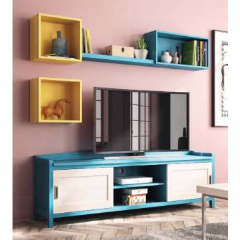 COMPOSICIÓN PARA LA TV CON MUEBLE Y ESTANTERÍAS CUBO