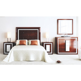 DORMITORIO MATRIMONIO CON CABECERO PANEL ROMBOS - PINO