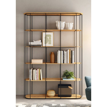ESTANTERÍA DE DISEÑO ATEMPORAL CON ESTRUCTURA METÁLICA Y BALDAS