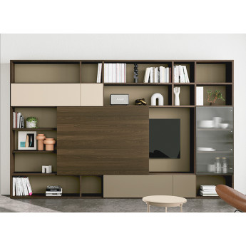 LIBRERÍA TV CON PUERTA CORREDERA PARA SALÓN DISEÑO MODERNO - DM