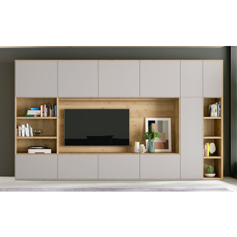 MUEBLE LIBRERÍA TV CON PUERTAS PARA ALMACENAJE SALÓN MODERNO - DM