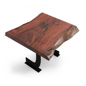 MESA CON PATAS METÁLICAS Y TAPA EN MADERA DE TALÍ MACIZA 100%