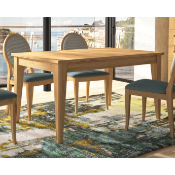 MESA DE COMEDOR EXTENSIBLE PATA AGUJADA MADERA DE PINO NATURAL