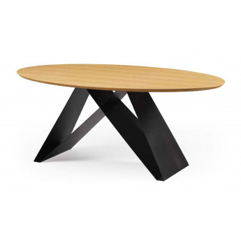 MESA PARA COMEDOR CON TAPA DE MADERA CON FORMA ELÍPTICA - ROBLE