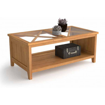 MESA DE CENTRO CON ASPAS Y REVISTERO MADERA NATURAL SOSTENIBLE