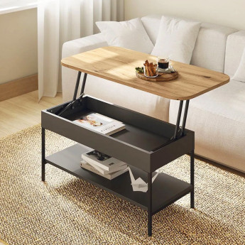 MESA DE CENTRO DE DISEÑO ATEMPORAL CON REVISTERO Y ELEVABLE