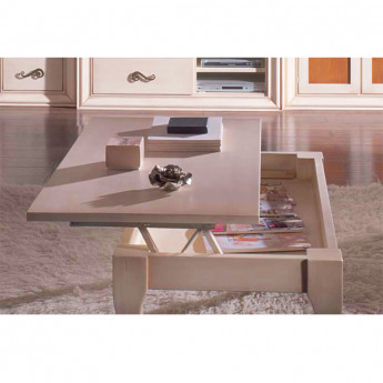 MESA DE CENTRO ESTILO CLÁSICO ELEVABLE - PINO