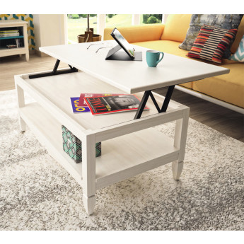 MESA DE CENTRO ELEVABLE SALÓN COMEDOR MADERA PINO NATURAL