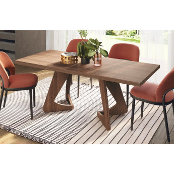 MESA DE COMEDOR MODERNA CON UN DISEÑO ROBUSTO Y LÍNEAS CONTUNDENTES