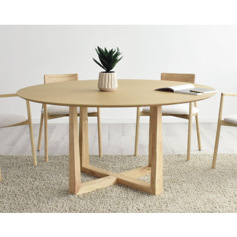 MESA DE COMEDOR REDONDA FIJA MADERA DE ROBLE DE ORIGEN SOSTENIBLE