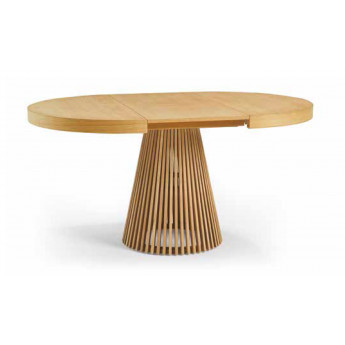 MESA DE COMEDOR REDONDA EXTENSIBLE MADERA NATURAL - ROBLE