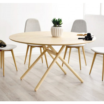 MESA REDONDA FIJA DE ESTILO NÓRDICO FABRICADA EN MADERA - ROBLE