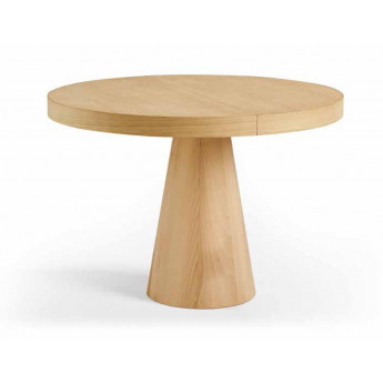 MESA REDONDA FIJA O EXTENSIBLE BASE MADERA MACIZA - ROBLE